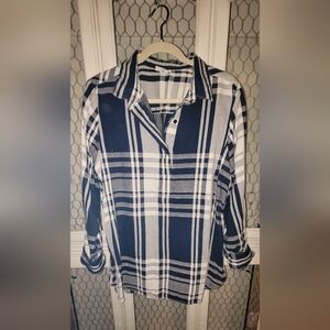 Blue Plaid HalfButton